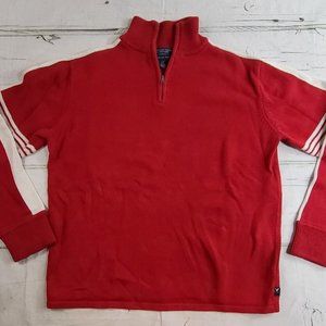 American Eagle Red & White Stripe 1/4 Zip Pullover Sweater Mens Size L EUC